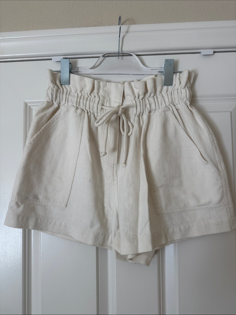 Posse Cream Drawstring Paperbag Waist Women's Shorts